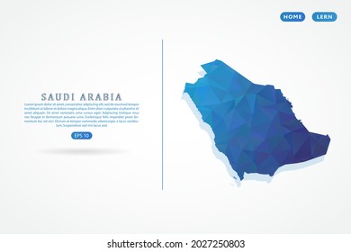 Saudi Arabia map - World Map International vector template with polygon blue color gradient isolated on white background for education, website, banner - Vector illustration eps 10