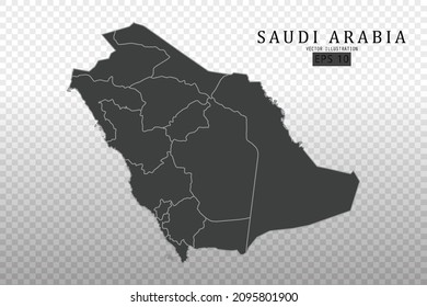 Saudi Arabia Map - World Map International vector template with High detailed including black and grey outline color isolated on transparent background - Vector illustration eps 10