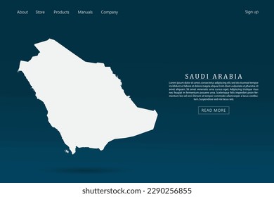 Saudi Arabia Map - World map international vector template with 3d white color on dark blue and green gradient color background for website template design, infographic - Vector illustration eps 10