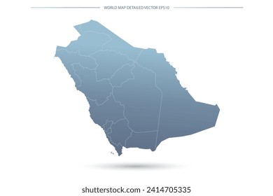 Saudi Arabia Map - World Map International vector template with High detailed including grey and blue gradient color and white outline color isolated on white background - Vector illustration eps 10