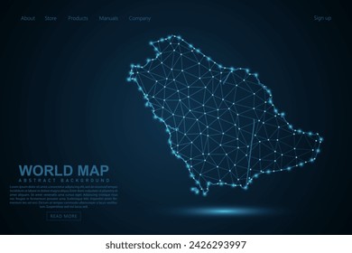 Saudi Arabia Map - World Map mash line and point scales on blue technology background. Wire Frame 3D mesh polygonal network line, design sphere, dot and structure - Vector illustration eps 10