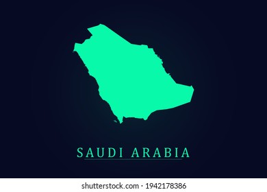 Mapa de Arabia Saudita - Planilla del vector del mapa mundial con gradiente de color verde aislado en el fondo oscuro - Ilustración vectorial eps 10