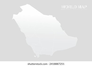 Mapa de Arabia Saudita - Plantilla vectorial del Mapa Mundial con Alto detalle incluyendo color gradiente blanco y gris y color de contorno blanco aislado en fondo gris - Ilustraciones vectoriales 10