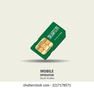 Saudi Arabia. Mobile operator SIM card with flag. Vector illustration