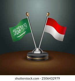 Saudi Arabia - Monaco Cooperation Flag, Dark gradient color Background
