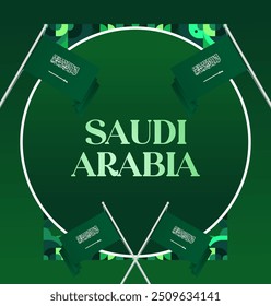Saudi Arabia National Day Banner in modern geometric style. Attractive square background with national flag, ideal for greeting cards and social media. September 23. Happy Saudi Arabia National Day