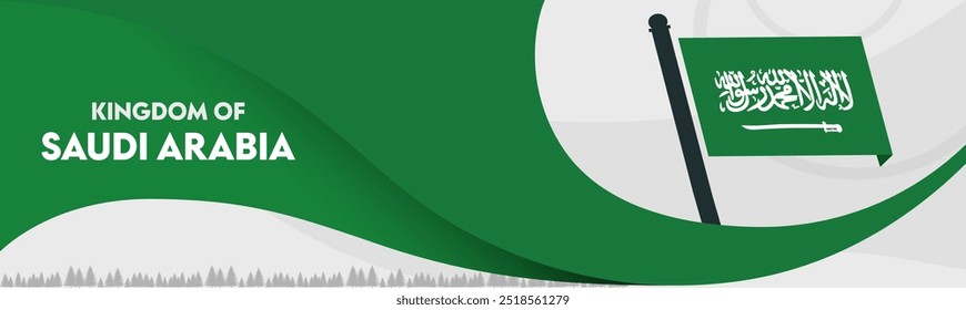 Saudi Arabia national day banner, background and geometric abstract modern design. Kingdom of Saudi Arabia flag independence day corporate business theme. Vector Illustration.