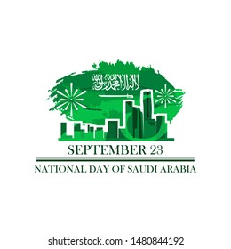 Saudi Arabia national day in September 23 th. Happy independence day.  Vector illustration. Suitable for greeting card, poster and banner.