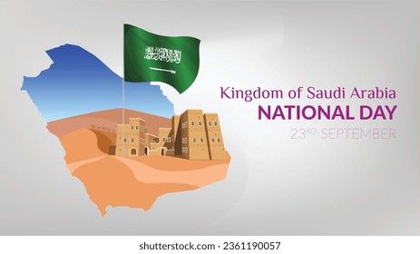 Saudi Arabia National day, Shaqra old town historical, KSA flag on desert in the foundation day, Saudi is celebrated the 
Commemorate a proclamation that the unification of Kingdom of Saudi Arabia svg