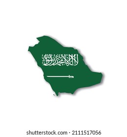 Saudi Arabia national flag in a shape of country map