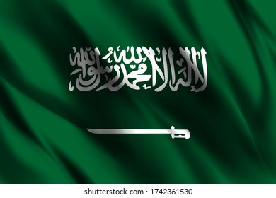 Saudi Arabia national flag waving silk background template design