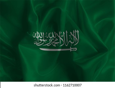 Saudi Arabia National flags garland on white background, Hang bunting for ksa celebration template banner. arabic calligraphy translation : kingdom of saudi arabia ( ksa ) , vector