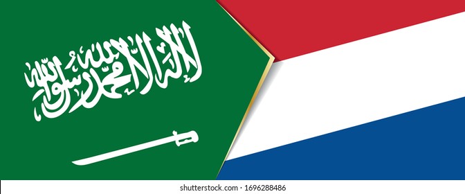 Saudi Arabia and Netherlands flags, two vector flags symbol of relationship or confrontation.