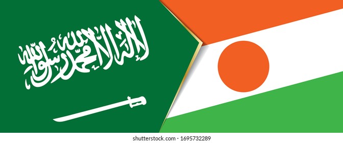 Die Flagge Saudi-Arabiens und Niger, zwei Vektorillustrationen Flaggen Symbol für Beziehung oder Konfrontation.