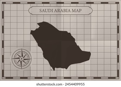 Saudi Arabia old classic country map. Vintage antique map paper style.