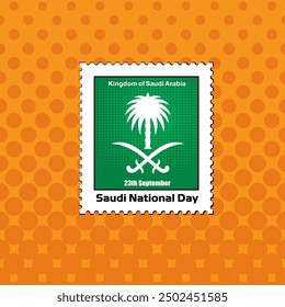 Saudi Arabia Palm Tree Logo, Saudi Cultural Identity Postage Stamp in celebration of the National Day.