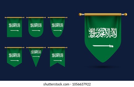 Saudi Arabia Pennant Template Vector. Realistic Illustration