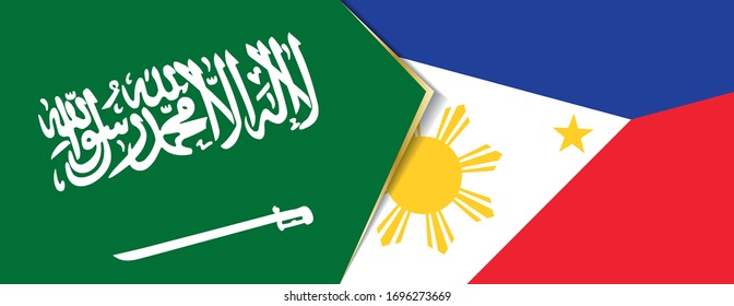 Saudi Arabia and Philippines flags, two vector flags symbol of relationship or confrontation.