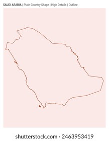 Saudi Arabia plain country map. High Details. Outline style. Shape of Saudi Arabia. Vector illustration.