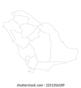Saudi Arabia political map of administrative divisions