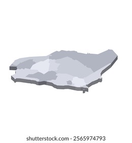 Saudi Arabia political map of administrative divisions - provinces or regions. 3D isometric blank vector map in shades of grey.