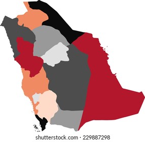 Saudi Arabia political map with pastel colors.