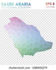 Saudi Arabia polygonal, mosaic style country map. Bewitching low poly style, modern design for infographics or presentation.