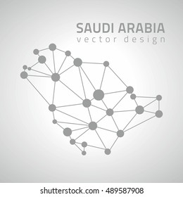 Mapa vector gris de contorno políglota de Arabia Saudita