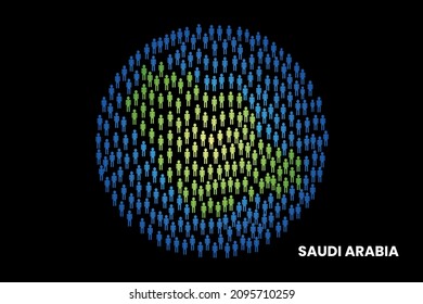Saudi Arabia population people map in globe vector illustration design