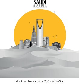 Saudi arabia populer Landmark illustration