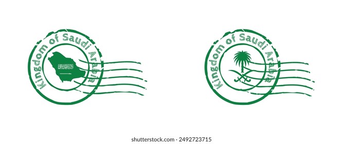 Saudi Arabia Postage Stamp Design with National Emblems and flag