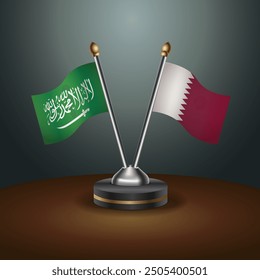 Saudi-Arabien - Katar-Kooperationsflagge, dunkler Farbverlauf-Hintergrund