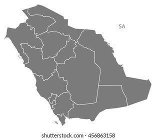 Saudi Arabia regions Map grey