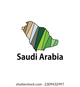 Saudi Arabia regions map, vector file map of Saudi Arabia, Green Outline Map of Saudi Arabia Vector Design Template. Editable Stroke