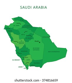 Saudi Arabia regions with names and cities vector