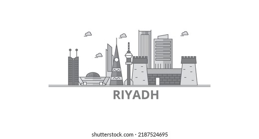 Saudi Arabia, Riyadh city skyline isolated vector illustration, icons