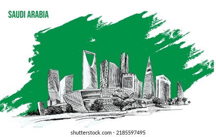 Saudi Arabia Riyadh city Vector  Illustration Art. 