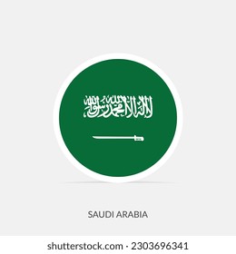 Saudi Arabia round flag icon with shadow.