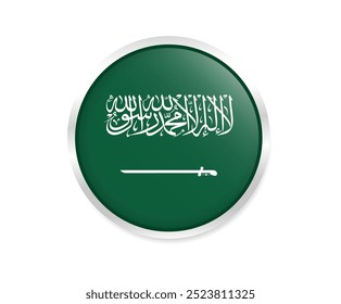 Icono de bandera redonda de Arabia Saudita. Bandera nacional redonda de Arabia Saudita. Ilustración vectorial 