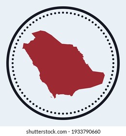 Saudi Arabia round stamp. Round logo with country map and title. Stylish minimal Saudi Arabia badge with map. Vector illustration.