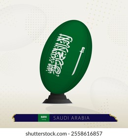 Saudi Arabia Rugby Ball on Rugby Kicking Tees with Modern Design. Illustration perfect for sports, national pride, and rugby-related projects.