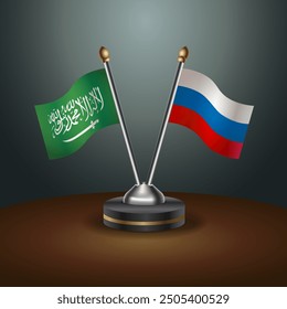 Saudi Arabia - Russian Cooperation Flag, Dark gradient color Background