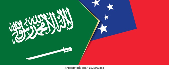 Saudi Arabia and Samoa flags, two vector flags symbol of relationship or confrontation.