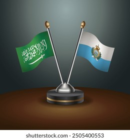 Saudi Arabia - San Marino Cooperation Flag, Dark gradient color Background