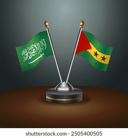 Saudi Arabia - Sao Tome and Principe Cooperation Flag, Dark gradient color Background