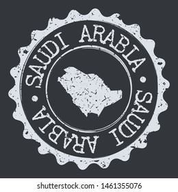 Saudi Arabia Seal Map. Silhouette Postal Passport Stamp. Round Vector Icon Postmark.