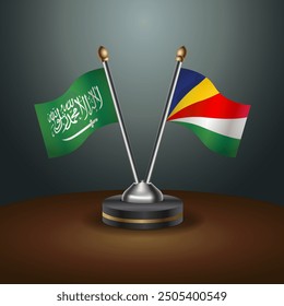 Saudi-Arabien - Seychellen Zusammenarbeit Flagge, dunkler Farbverlauf Hintergrund