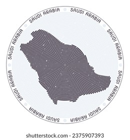 Saudi Arabia shape radial arcs. Country round icon. Saudi Arabia logo design poster. Modern vector illustration.