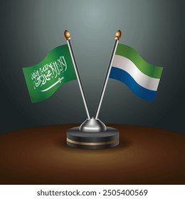 Saudi-Arabien - Sierra Leone Kooperationsflagge, dunkler Farbverlauf Hintergrund