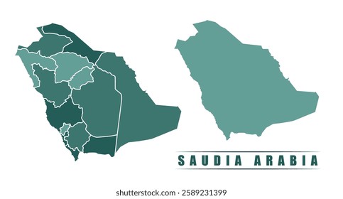 Saudi Arabia simple flat political map with states border